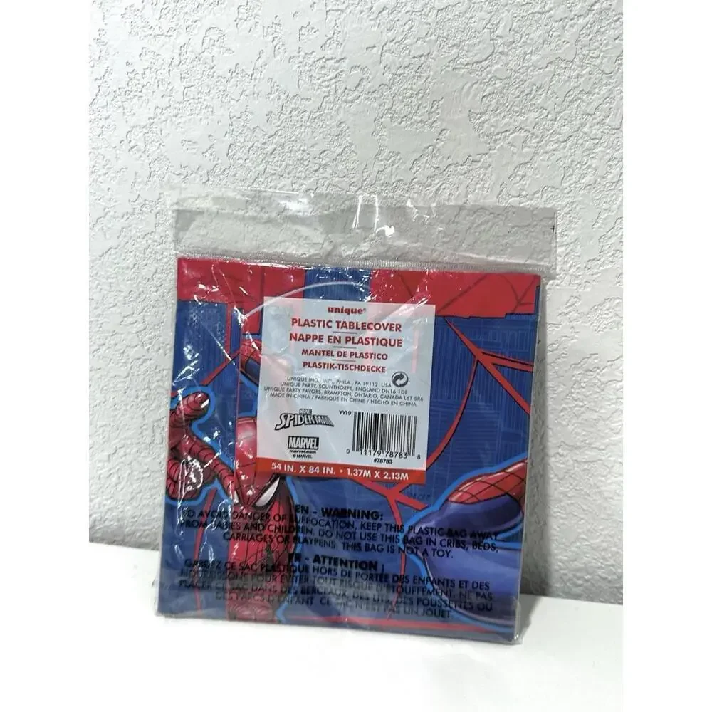 Marvel Spiderman Birthday Table Cover 54inX84in & 6.4FT Birthday Banner Set NEW